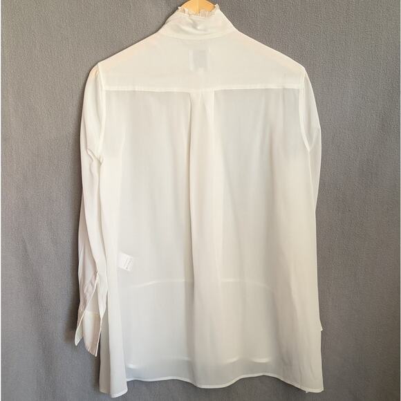 G. Label Litvack Off-White Pleated-collar Button-Down Blouse Shirt, size 0 - Picture 2 of 7